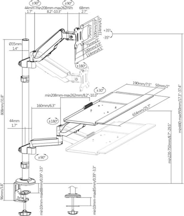 Actual product image myWall My Wall HL63L 1 piece Monitor desk mount 43.2 cm (17") - 81.3 cm (32") Weak (Table, 32.01", 9 kg)