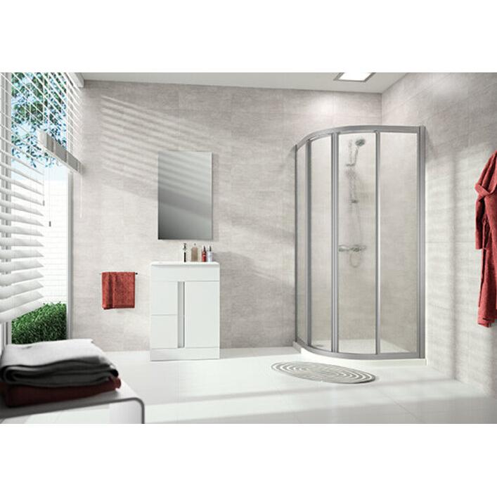 Hüppe, Duschkabine + Duschwand, Alpha 2 Gleittür, 1/4-Kreis, mit zwei festen Segmenten, 900x900x2000mm, Radius 550mm, vo...