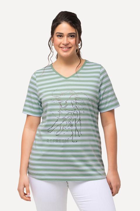 Actual product image Ulla Popken Striped Animal Graphic Tee (46, 48)