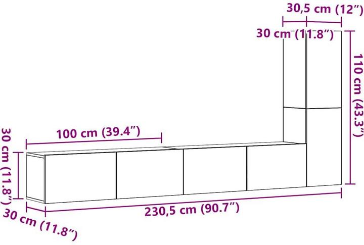 Produktbild vidaXL TV-Schrank-Set (100 x 30 x 30 cm)
