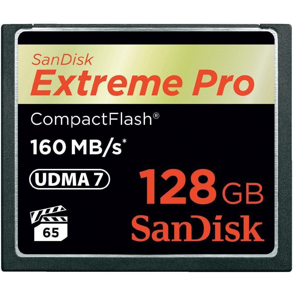 SanDisk Extreme Pro Compact Flas (128 GB, CF), Speicherkarte, Schwarz