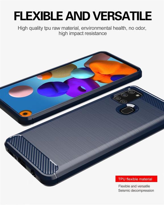 Actual product image Cadorabo TPU Ultra Slim carbon stainless steel Combi Cover (Samsung Galaxy A21s)