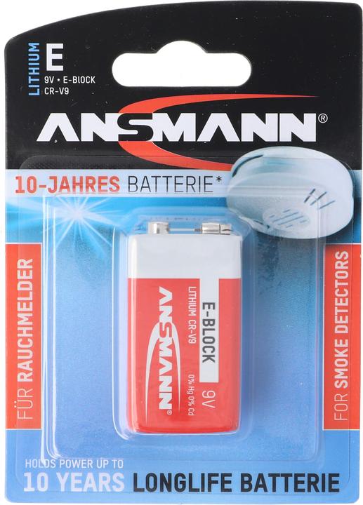 Produktbild Ansmann Batterie 9V E-Block speziell für Rauchwarnmelder (1 Stk., 9V Block)