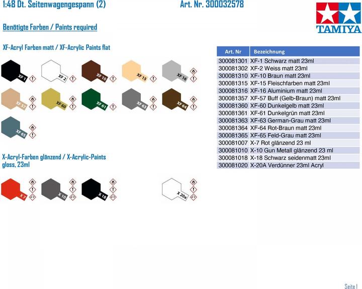 Actual product image Tamiya German Biker Sidecar