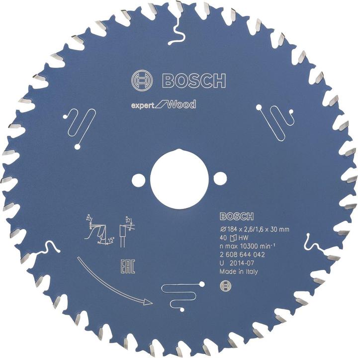 Produktbild Bosch Professional Zubehör Kreissägeblatt Expert for Wood, 184 x 30 x 2,6 mm, 40