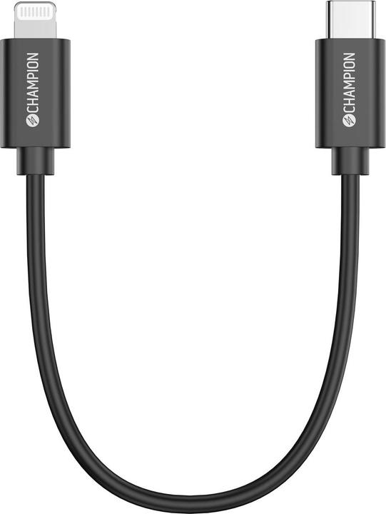 Produktbild Champion USB-C-auf-Lightning-Kabel 30 cm Schwarz (0.30 m, USB 3.2 Gen 1)