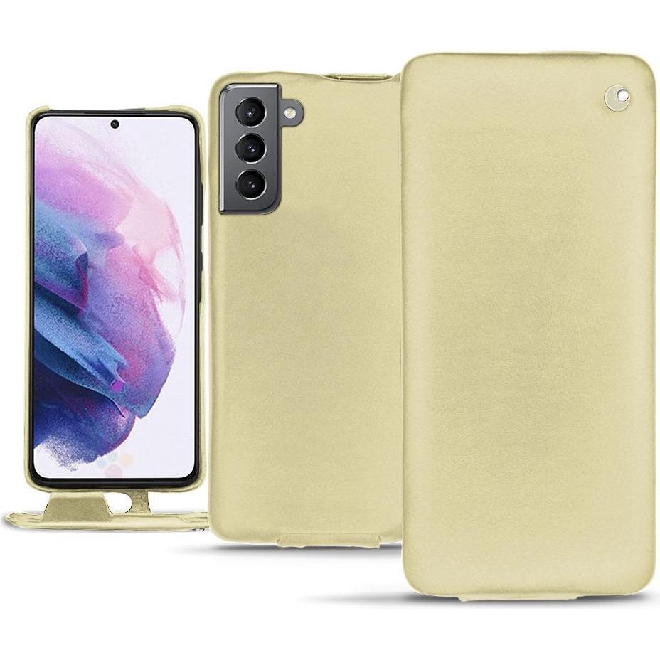 Noreve Lederschutzhülle vertikal (Samsung Galaxy S21), Smartphone Hülle, Beige