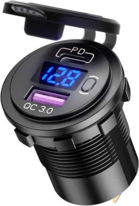 Daier USB Einbaubuchse 48W | 1 x USB-C PD & 1 x USB-A | Quick Charge 3.0 | Mit On-/Off Schalter