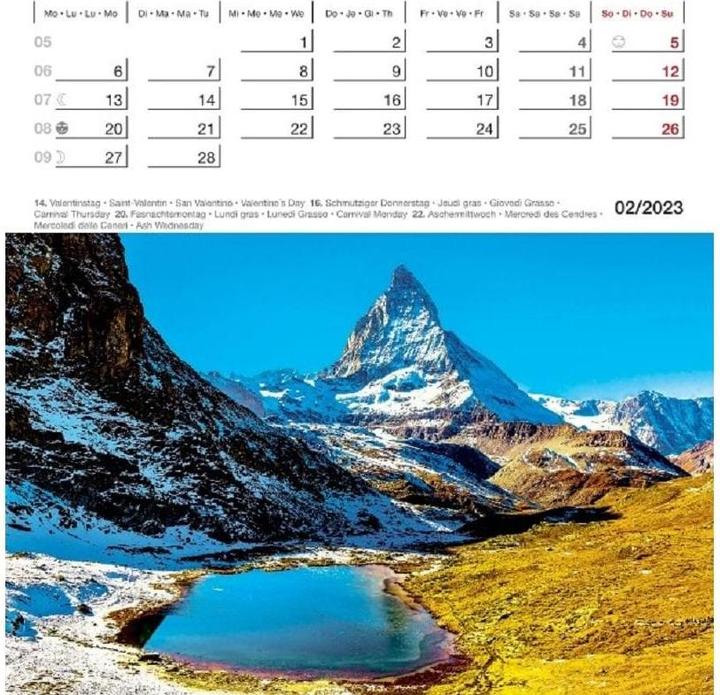 Actual product image Calendar Nature Switzerland 2023 16 x 17 cm (24 x 34 cm)