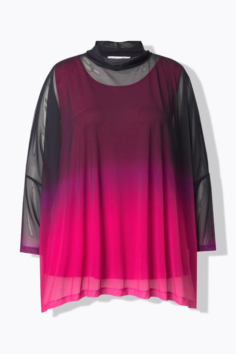 Immagine prodotto Miamoda Blusa dal taglio oversize in mesh con gradiente di colore e top coprente (46, 48)
