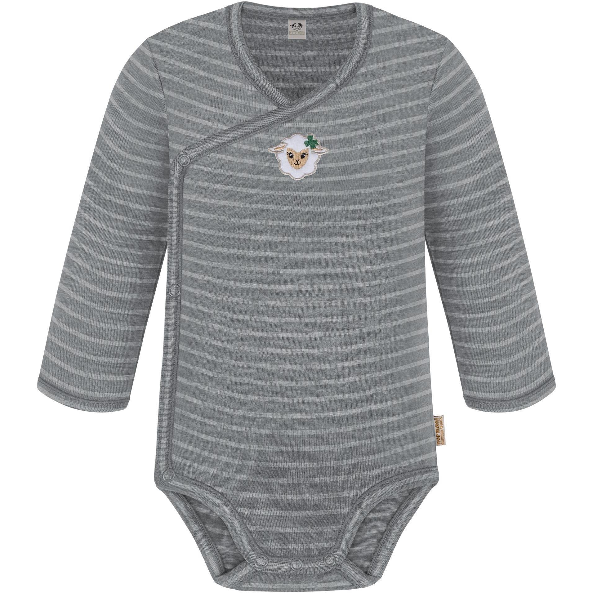 Normani, Herren, Body, 3er Pack Baby Merino Langarm Wickelbody für Junge und Mädchen - 9355, Grau, (86)