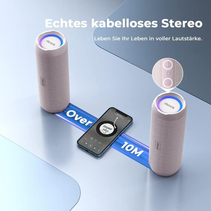 Produktbild Rienok Wasserdichter Bluetooth Lautsprecher mit Licht (30 h, Akkubetrieb)