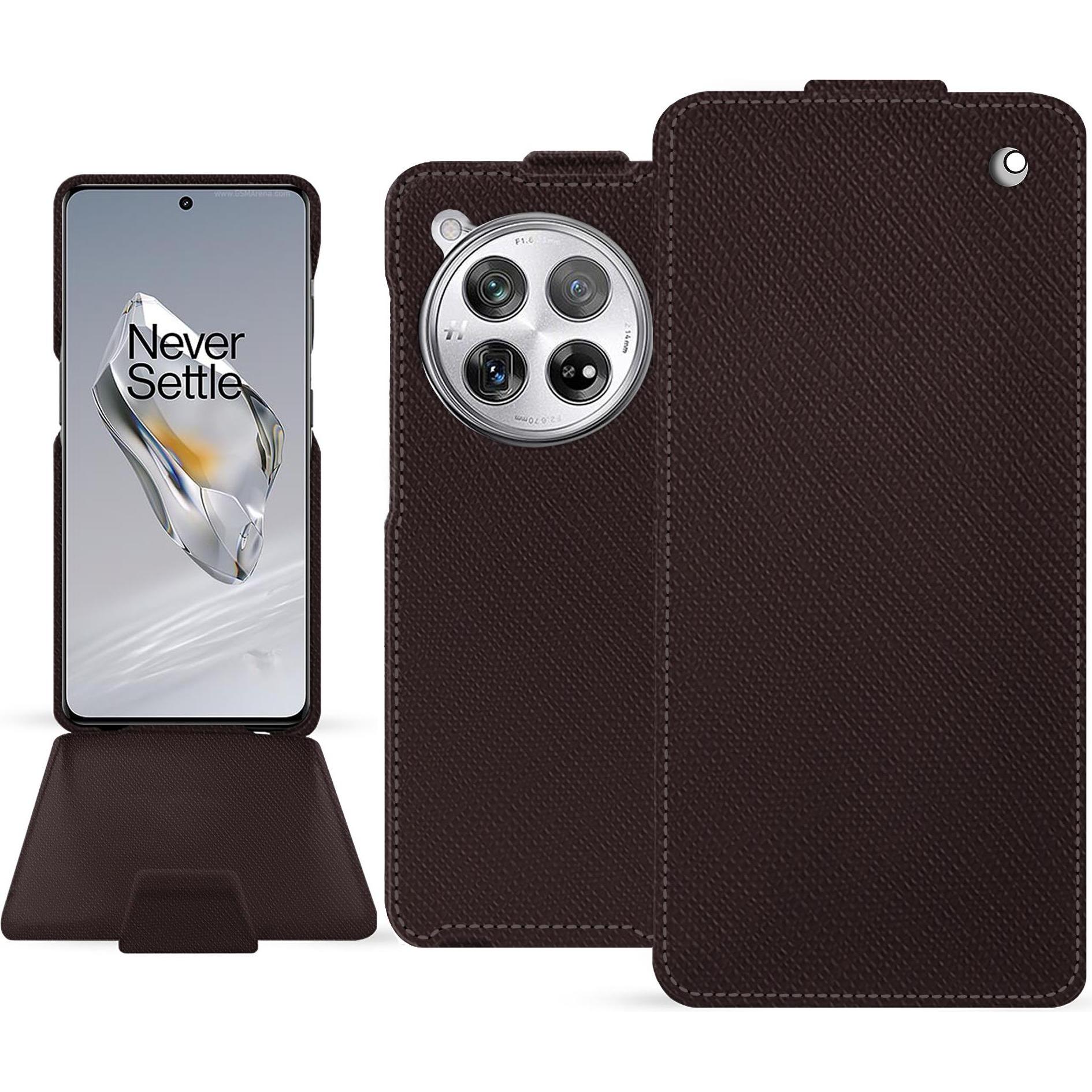 Noreve Coque à rabat vertical en cuir, Cover smartphone, Marrone