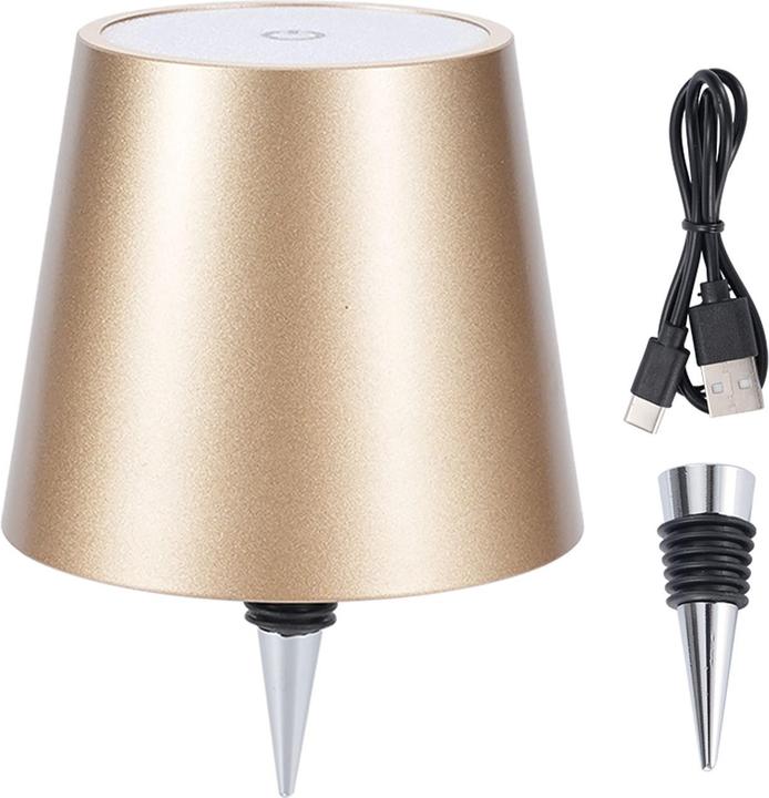 Casativo Akku Flaschenlampe, dimmbar, 3 Lichtfarben, gold