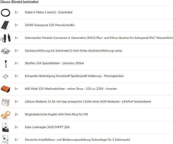 Immagine prodotto Autosolar Pacchetto completo (160 W)