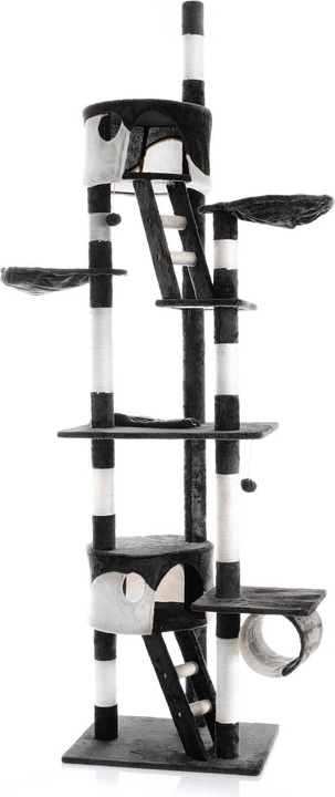 Wiltec Kratzbaum 240–260cm schwarz/weiss Katzenkratzbaum deckenhoch Kletterbaum (260 cm, Schwarz und Weiss)