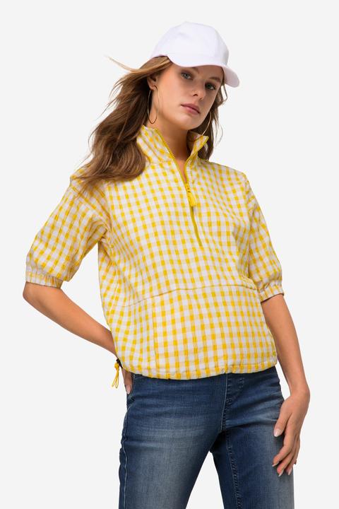 Produktbild Laurasøn Karobluse, oversized, Seersucker, Troyerkragen, Halbarm, OEKO-TEX (M)