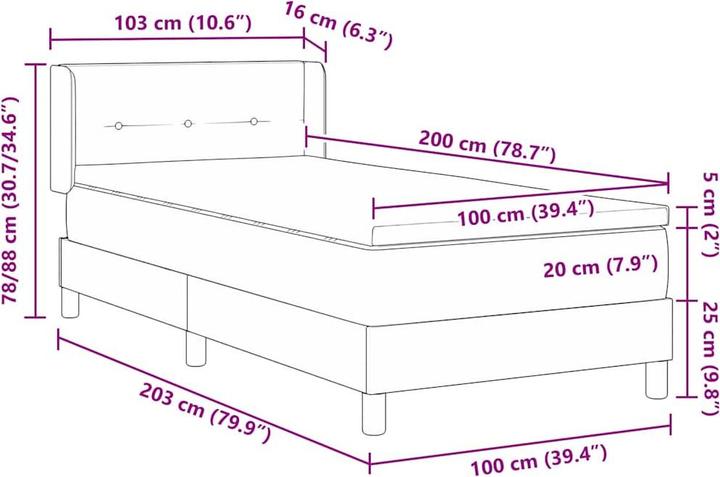 Produktbild vidaXL Boxspringbett (100 x 200 cm)