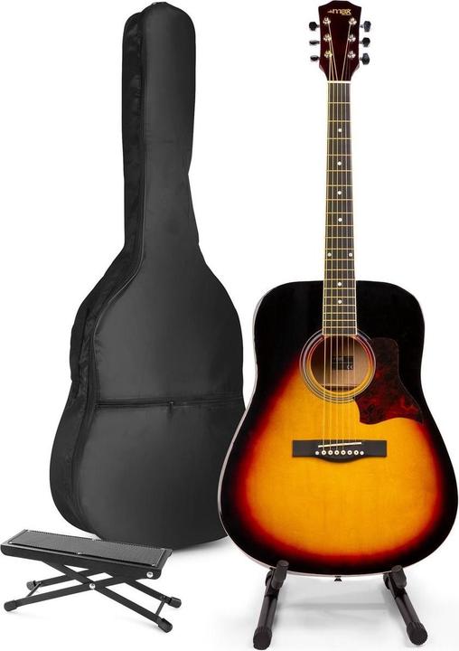 Max Music Akustikgitarre für Anfänger - Solojam Western Gitarre - inkl.Gitarrenstandard, Foot- (Guitare acoustique, Bois d'érable, Bois de tilleul)