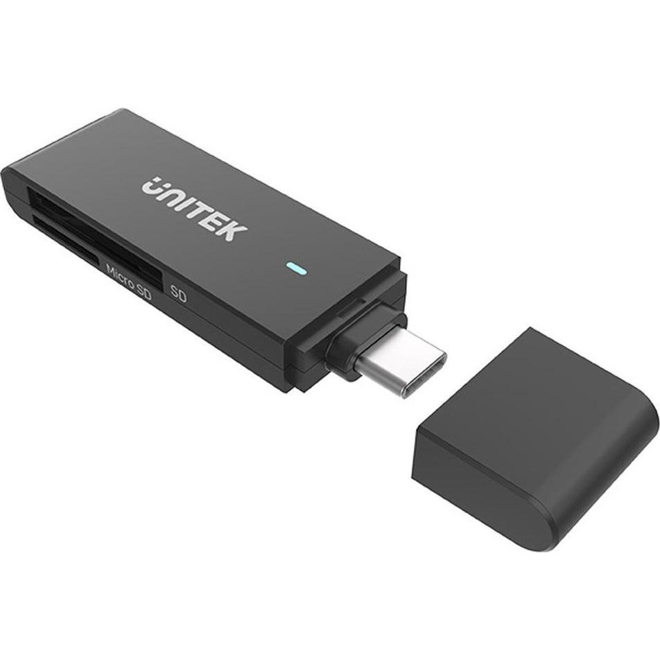 Unitek CZYTNIK KART USB-C SD I MICROSD Y-9328 (USB-C 3.2 Gen 1), Speicherkartenlesegerät, Schwarz