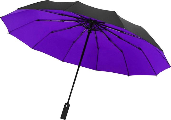 Produktbild JTI Regenschirm, kompakt - 105 cm - Schwarz / Lila