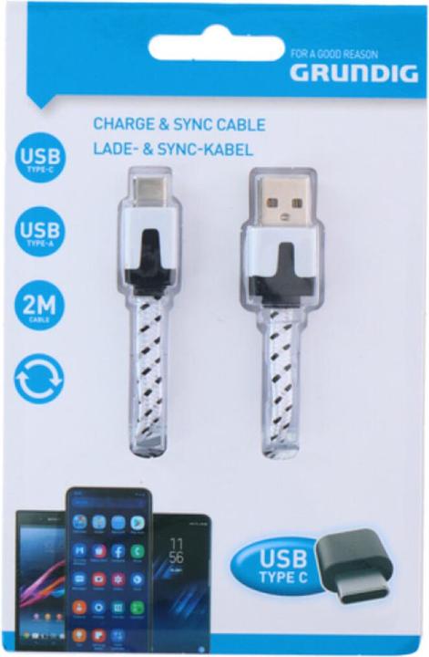 Productafbeelding Grundig Kabel USB Type C Nylon 2mtr (2 m, USB 3.0)