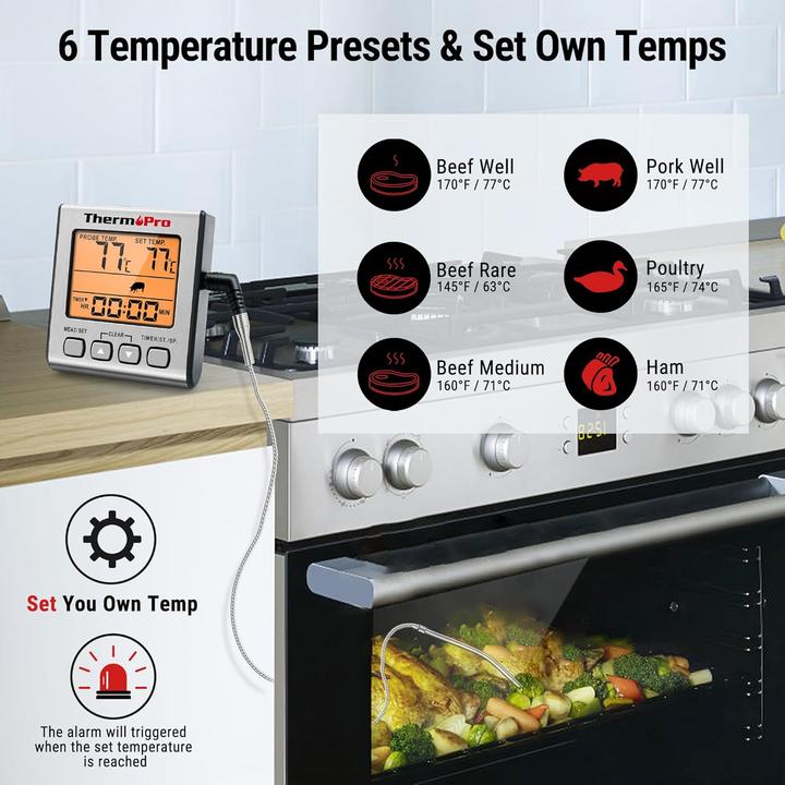 Produktbild ThermoPro Digitales Grill- und Bratenthermometer mit Timer