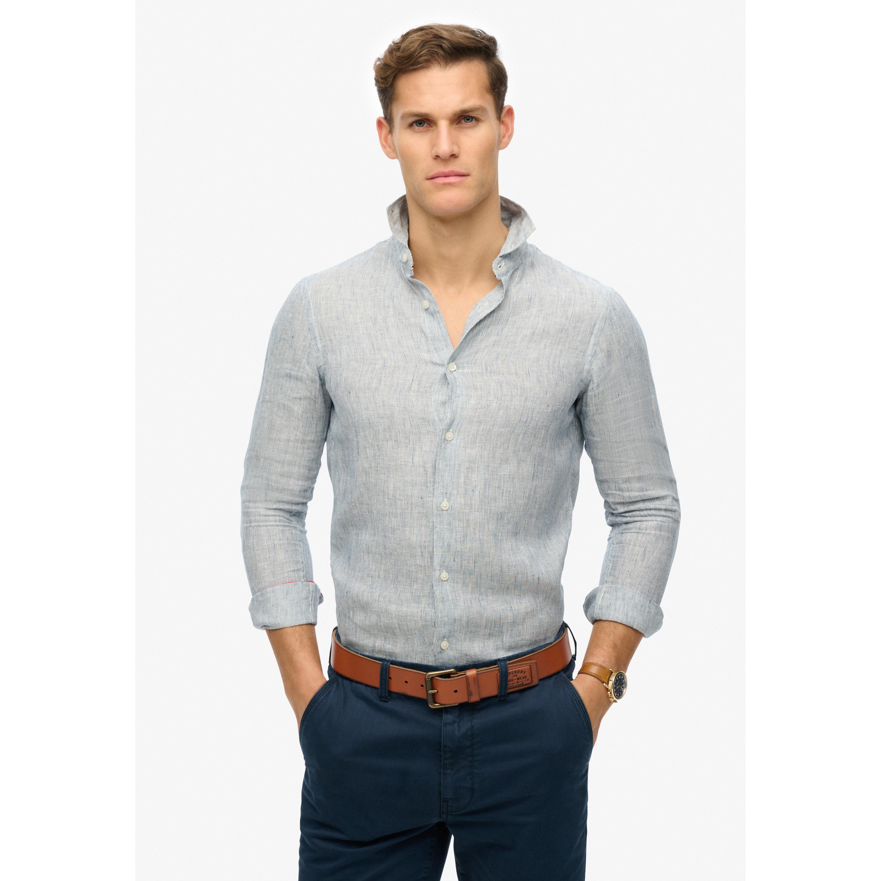 Thumbnail - Superdry, Herren, Hemd, Vacation Hemd mit langen Ärmeln aus Leinen, Blau, (S)