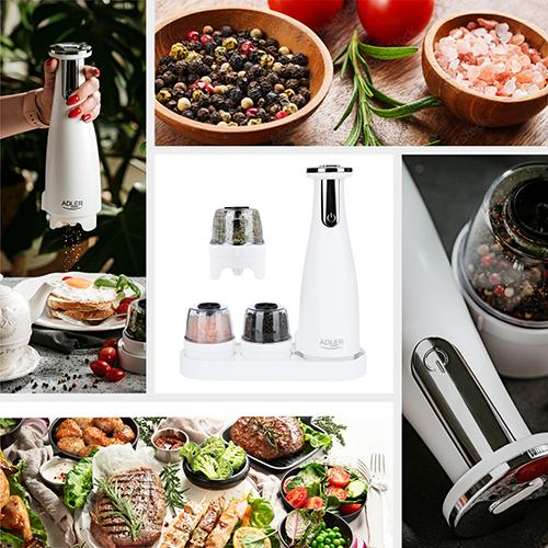 Productafbeelding Adler Elektrische zout- en pepermolen AD 4449w 7 W, Behuizing ABS-kunststof, Lithium, Matwit