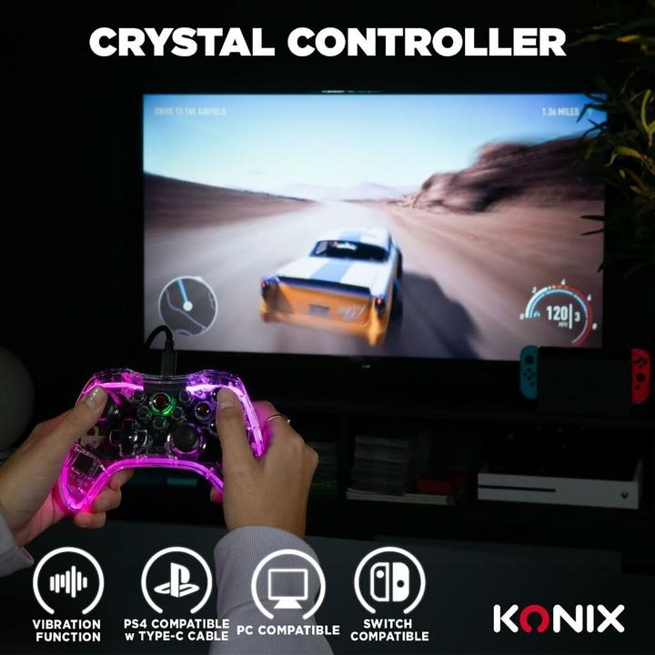 Produktbild Konix Wireless Gamepad - Crystal LED (PC, Switch, PS4)
