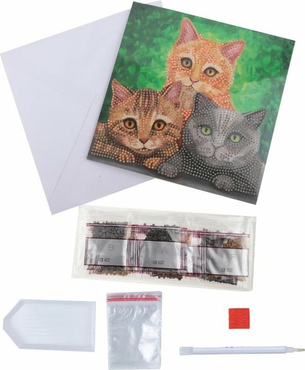 Actual product image Craft Buddy Cats, 18x18cm Crystal Art Card