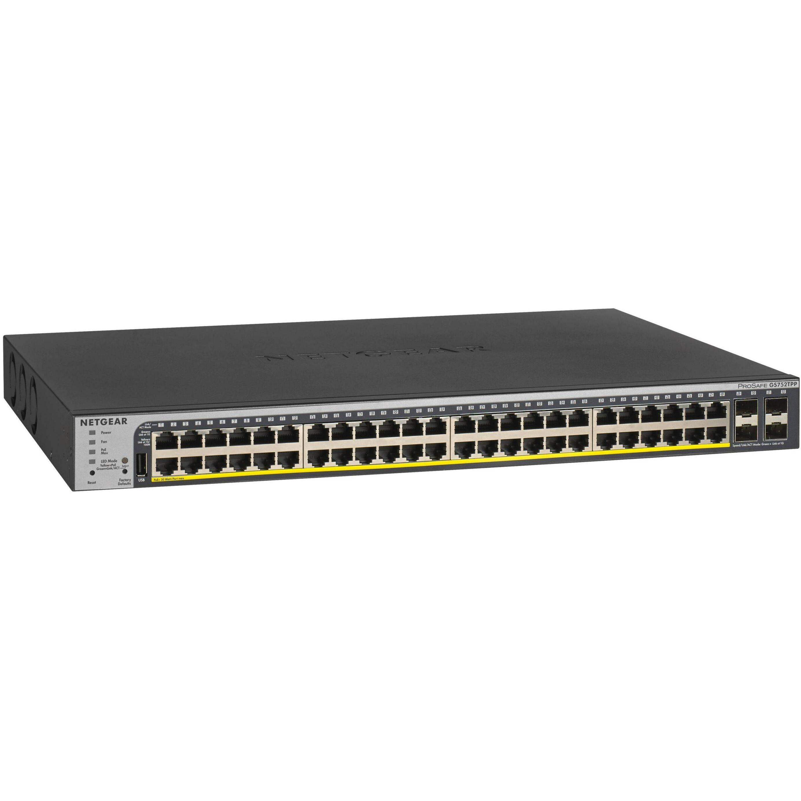 Netgear 52pt Ge Poe+ Smart Switch (52 Ports), Netzwerk Switch, Grau, Schwarz
