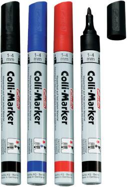 Produktbild Herlitz Permanent-Marker Colli 1-4 mm, 4 Stück, Blau/Rot/Schwarz (Rot, Schwarz, Blau, 4 mm, 4 x)