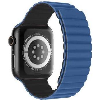 Swissten Silicone Band for Apple Watch - Magnetic 42/44/45/49 mm Blue/Black (Silikon, 3, 4, Apple Watch Series 1, Ultra)...