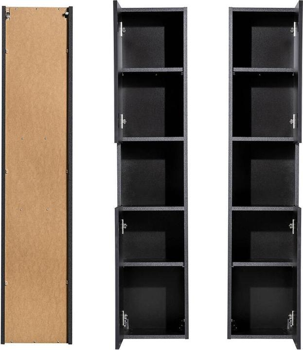 Produktbild En.Casa Hochschrank Newport 140x30x25 cm Schwarz (30 x 25 x 140 cm)