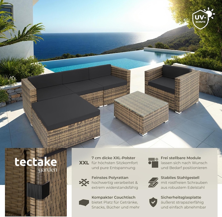 Produktbild tectake Rattan Lounge Milano