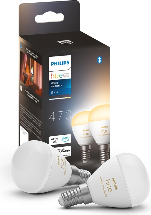 Actual product image Philips Hue White Ambiance E14 Chandelier Twin Pack (E14, 5.10 W, 470 lm, 2 x, F)