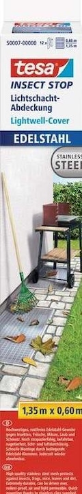 Produktbild tesa Insektenschutz Lichtschachtgitter aus Edelstahl, für Keller Fenstergitter, rostfrei (60 x 135 cm)