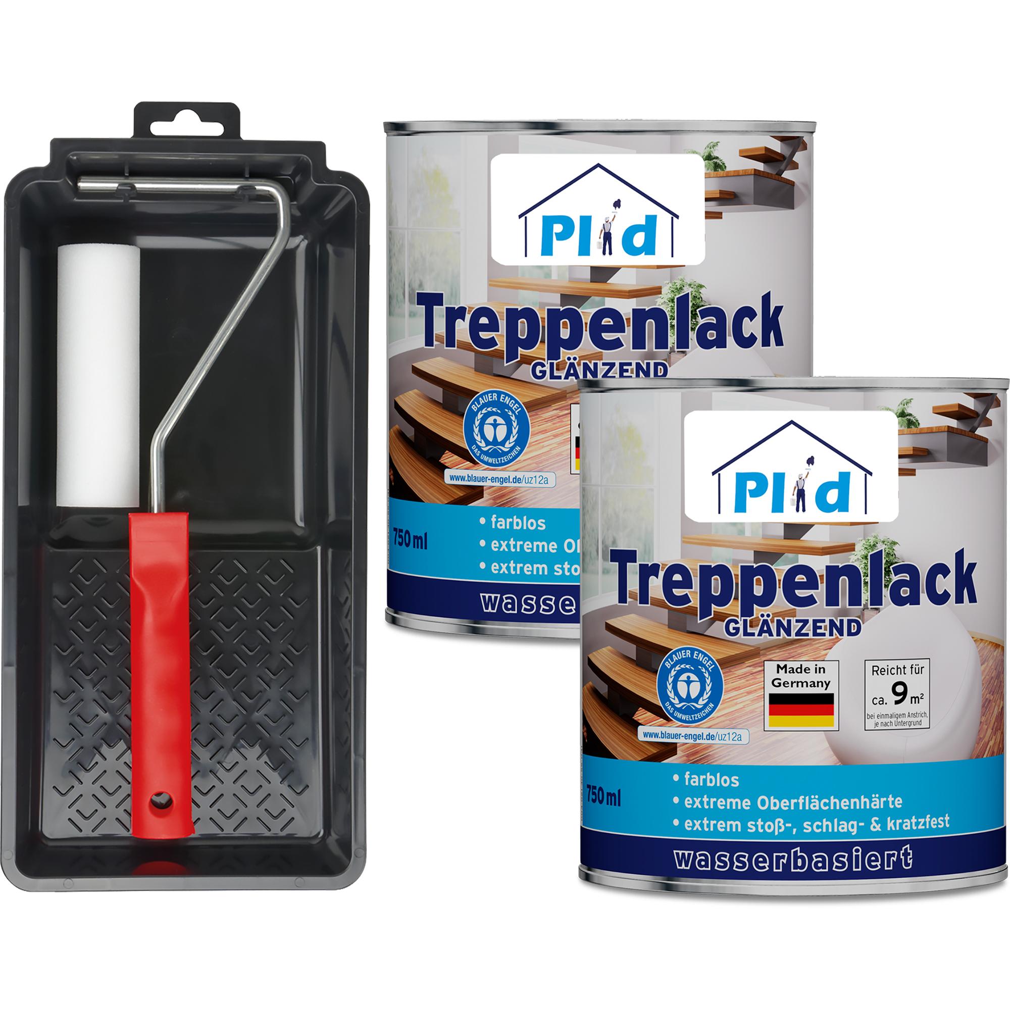 Plid, Lack, Treppenlack Set 1,5L Glänzend für ca. 18m² /Treppensiegel Klarlack Holzlack (Farblos, 1.50 l)