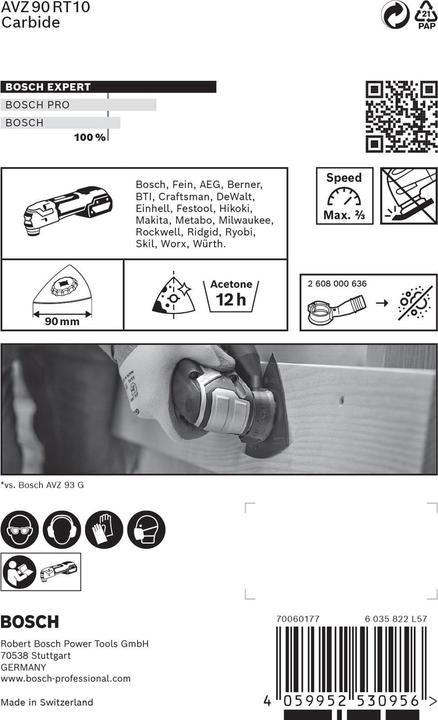 Produktbild Bosch Professional Zubehör EXPERT Sanding Plate AVZ 90 RT10 Blatt für Multifunktionswerkzeuge, 90 mm (100)
