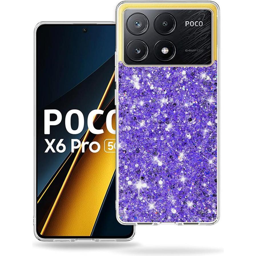 Techsuit - Sparkly Glitter - Xiaomi Poco X6 Pro - Purple (Xiaomi Poco X6 Pro), Cover smartphone, Viola