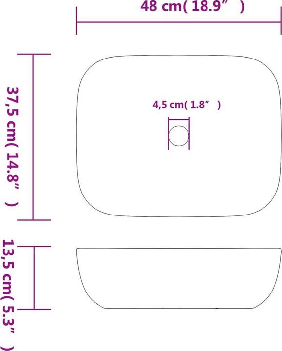 Actual product image vidaXL Aufsatzwaschbecken (480 mm, 375 mm)