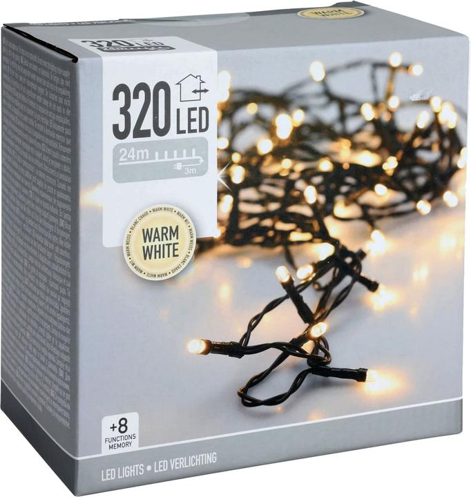 Koopman LED-Lichterkette warmweiss, 320 LEDs, Grünes Kabel, Innen/Aussen, 27m (27 m)