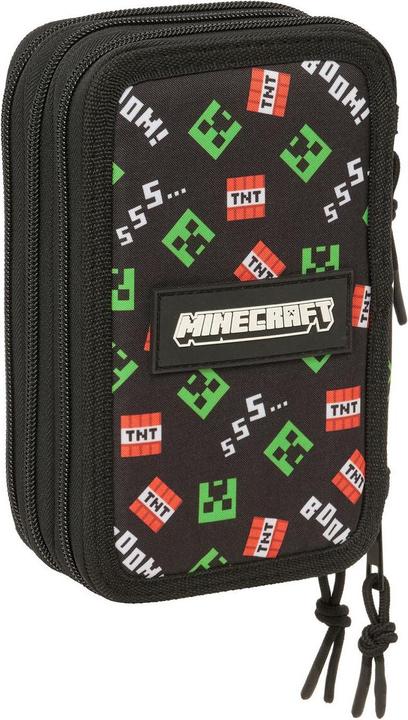 Produktbild Minecraft Dreifaches Federmäppchen Schwarz 12,5 x 19,5 x 5,5 cm 37 Stücke