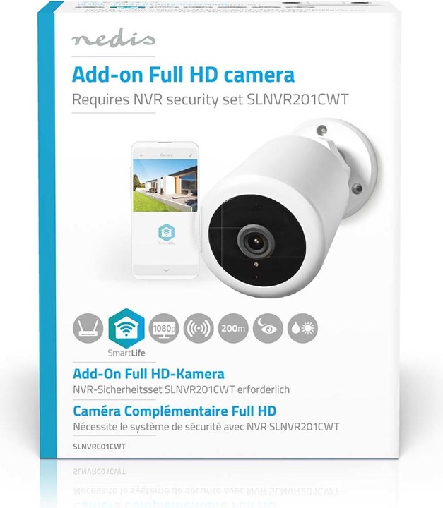 Actual product image Nedis SLNVRC01CWT SmartLife Wireless Camera System Additional Camera Full HD 1080p IP65 Night Vision (1920 x 1080 Pixels)