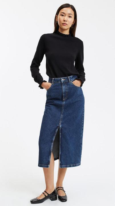 Image du produit La Redoute Collections Pull à col montant ruché et manches longues (XS)