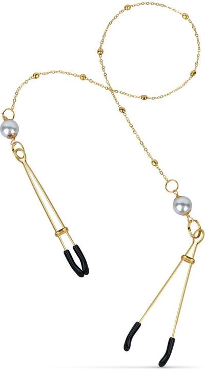Produktbild Easytoys Goldene Brustwarzenklemmen mit Kette und Perlen