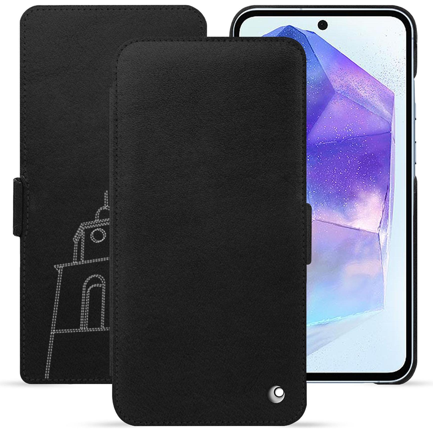 Noreve Lederschutzhülle horizontal (Samsung Galaxy A55), Smartphone Hülle, Schwarz