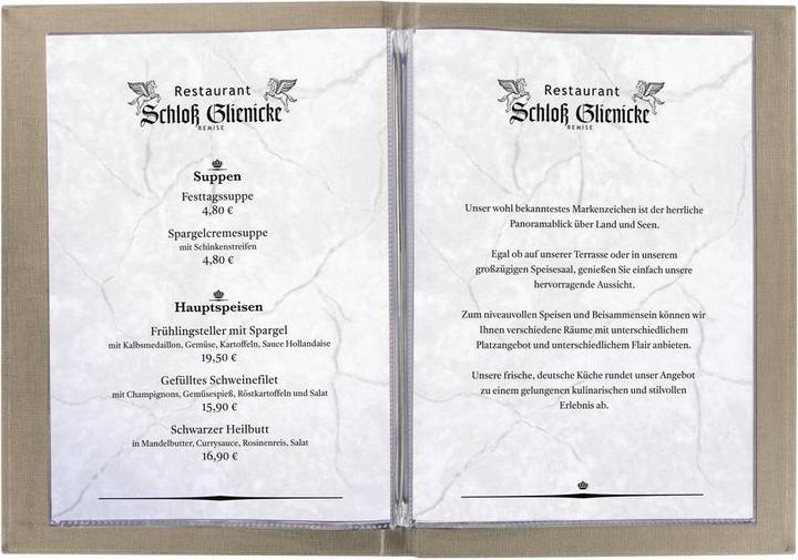 Produktbild Sigel Speisekarten-Mappen mit Gummi-Bindung 10er-Set, inkl. Aufbewahrungsbox gratis, Blindprägung: MENU, m (A4, 10 x)