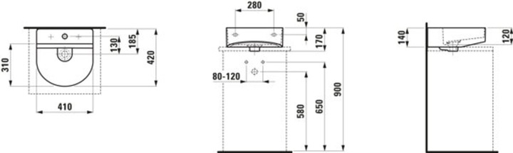 Actual product image Laufen Running Sonar Hand-rinse basin, without tap hole, with overflow, 410x420mm, incl. valve cover, incl. (502 mm, 410 mm)